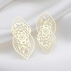 2 Estampes  filigrane laiton or 24kt goutte superposée 40x17mm