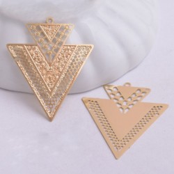 2 Estampes laiton filigrane  or 24kt double triangle 32x28mm