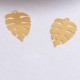 4 Estampes feuille 23x19mm Monstera laiton or 24kt
