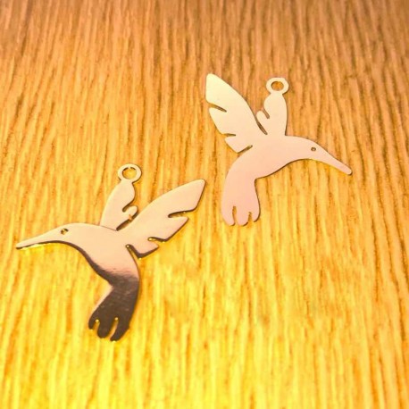 4 estampes laiton plaqué or lasercut colibri 23mm