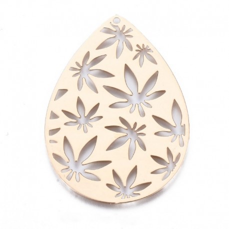 2 estampes laiton plaqué or gravé feuille d'erable 45x31mm