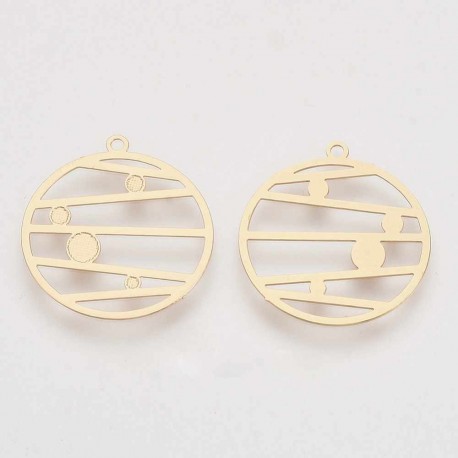4 estampes ronde médaillon géométrique plaqué or 20mm