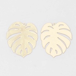 4 Estampes filigrane Monstera  laiton plaqué or 29x25mm