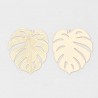 2 Estampes 29x25mm Monstera  laiton  or 24kt