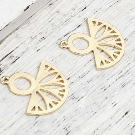 2 Pendentifs connecteur plaqué or 18KT 26mm
