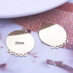 2 Sequins pendentif laiton plaqué or multi attache rond 20mm