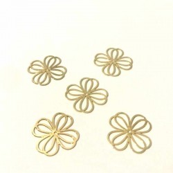 4 estampes laiton plaqué or fleur 35x20mm