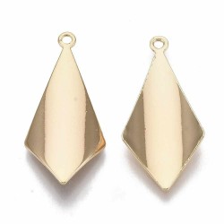 4  pendentifs losange concave laiton plaqué or 18KT 25x12mm