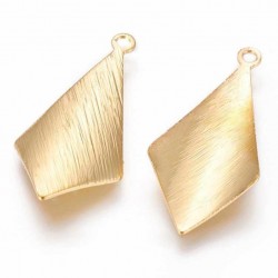 6 pendentifs losange laiton plaqué or texturé 25x12mm