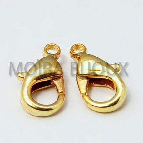 10 fermoirs mousqueton  doré diametre 12x7mm