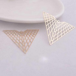 2 Estampes laiton  or 24kt  filigrane triangle 35x40mm