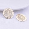 4 Estampes ronde feuille 20mm monstera laiton or 24kt