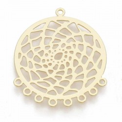 2 pendentifs attrape rêve laiton plaqué or 18KT  31x26mm