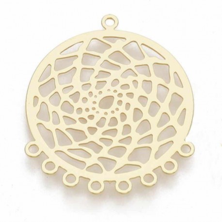 2 pendentifs attrape rêve laiton plaqué or 18KT  31x26mm