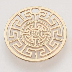 10 estampes acier plaqué or ethnique ronde 13mm