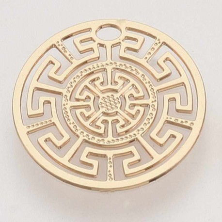 10 estampes acier plaqué or ethnique ronde 13mm