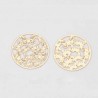 6 Estampes ronde  papillon 20mm laiton or 24kt