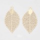 2 estampes feuille 39x21mm laiton  or 24kt