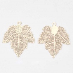 6 Estampes filigrane feuille érable laiton plaqué or