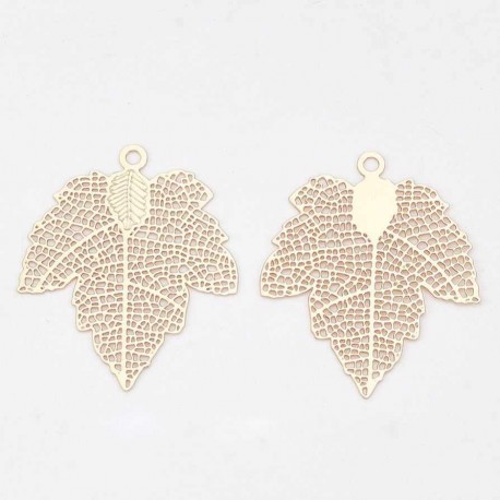 6 Estampes filigrane feuille érable laiton plaqué or
