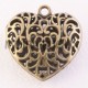 1 grand  pendentif coeur bronze  ciselé bombé 35mm