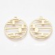 2 pendentifs rond laiton or 24kt art nouveau 22x20x1mm