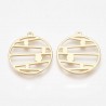 2 pendentifs rond laiton or 24kt art nouveau 22x20x1mm