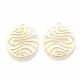 4 pendentifs laiton plaqué ovale motif vague 22x18mm