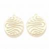 4 pendentifs laiton plaqué ovale motif vague 22x18mm