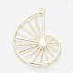 1 Pendentif spirale laiton  or 24kt   49x35mm