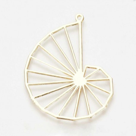 1 Pendentif spirale laiton plaqué or  49x35mm