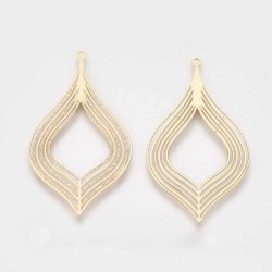4 Estampes goutte laiton plaqué or 39x22mm