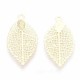 6 Estampes mini feuille dorure or fin filigrane 18x10mm