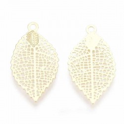 6 Estampes mini feuille dorure or fin filigrane 18x10mm
