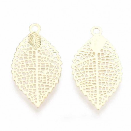 6 Estampes mini feuille dorure or fin filigrane 18x10mm