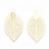 6 Estampes feuille 19x10mm laiton  or 24kt