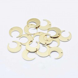 6 Breloques croissant lune laiton plaque or 14mm