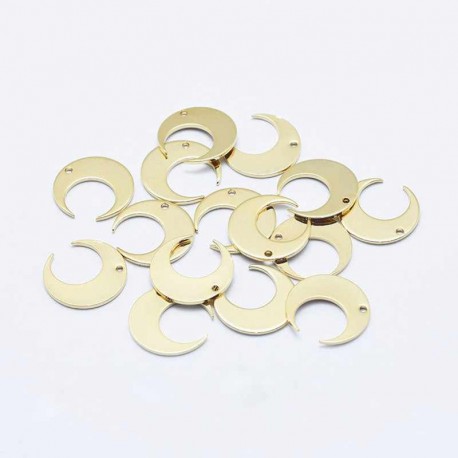 6 Breloques croissant lune laiton plaque or 14mm
