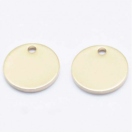 10 Sequins rond laiton plaqué or 10mm