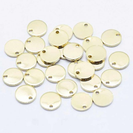 10 Sequins laiton rond plaqué or 8mm
