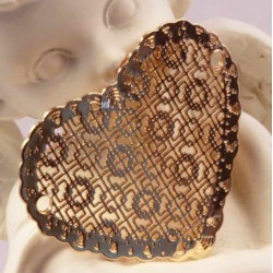 1 Estampe 27x25mm coeur doré or fin 24kt