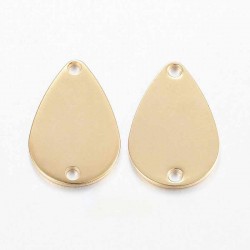 10 connecteurs goutte acier plaque or 15x12mm