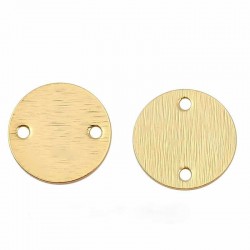 10 breloques sequin connecteur   rond plaqué or 12mm