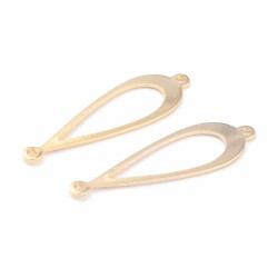 6 connecteurs larme laiton plaqué or 24KT 30x10mm