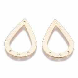 2 pendentifs goutte connecteur laiton plaqué or 18KT 31x20mm