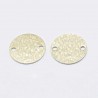 4 connecteurs ronds laiton  or 24kt  strié 16mm