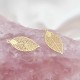 4 Estampes filigrane feuille  laiton doré or fin 24kc 28x15mm