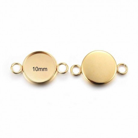 6 connecteurs cabochon  acier plaqué or 24KT insertion 10mm
