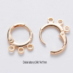 4 Boucles d'oreille créole laiton plaqué or 18KT 14x11mm