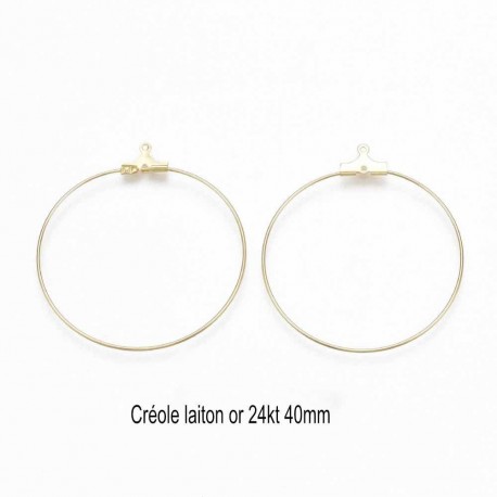 6 créoles laiton plaqué or 18KT 40mm